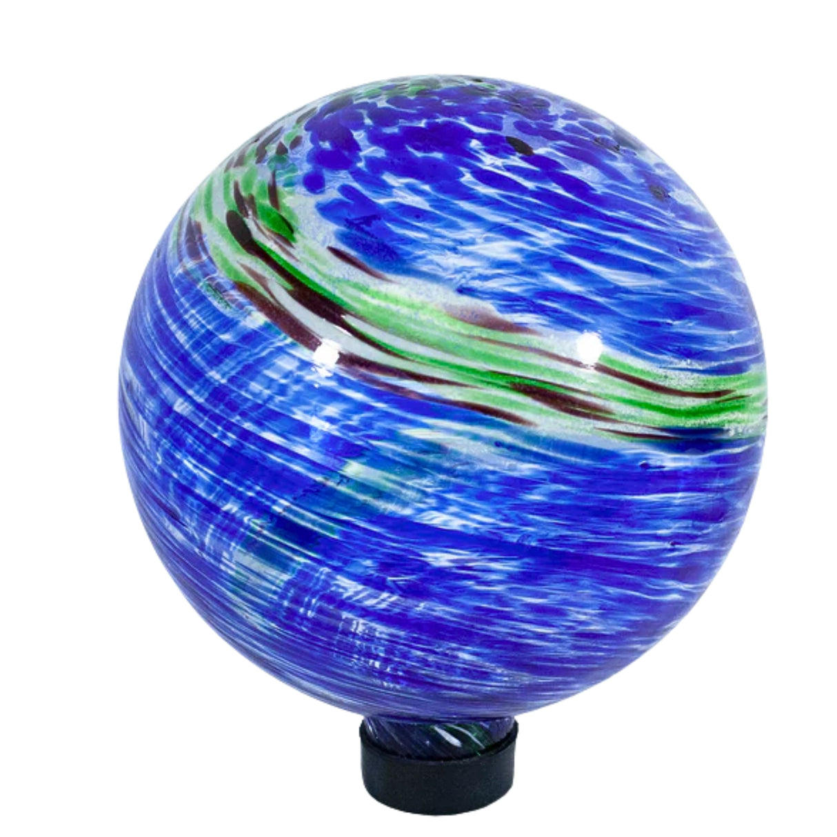 10" Blue Kaleidoscope Glass Gazing Ball Swirl design