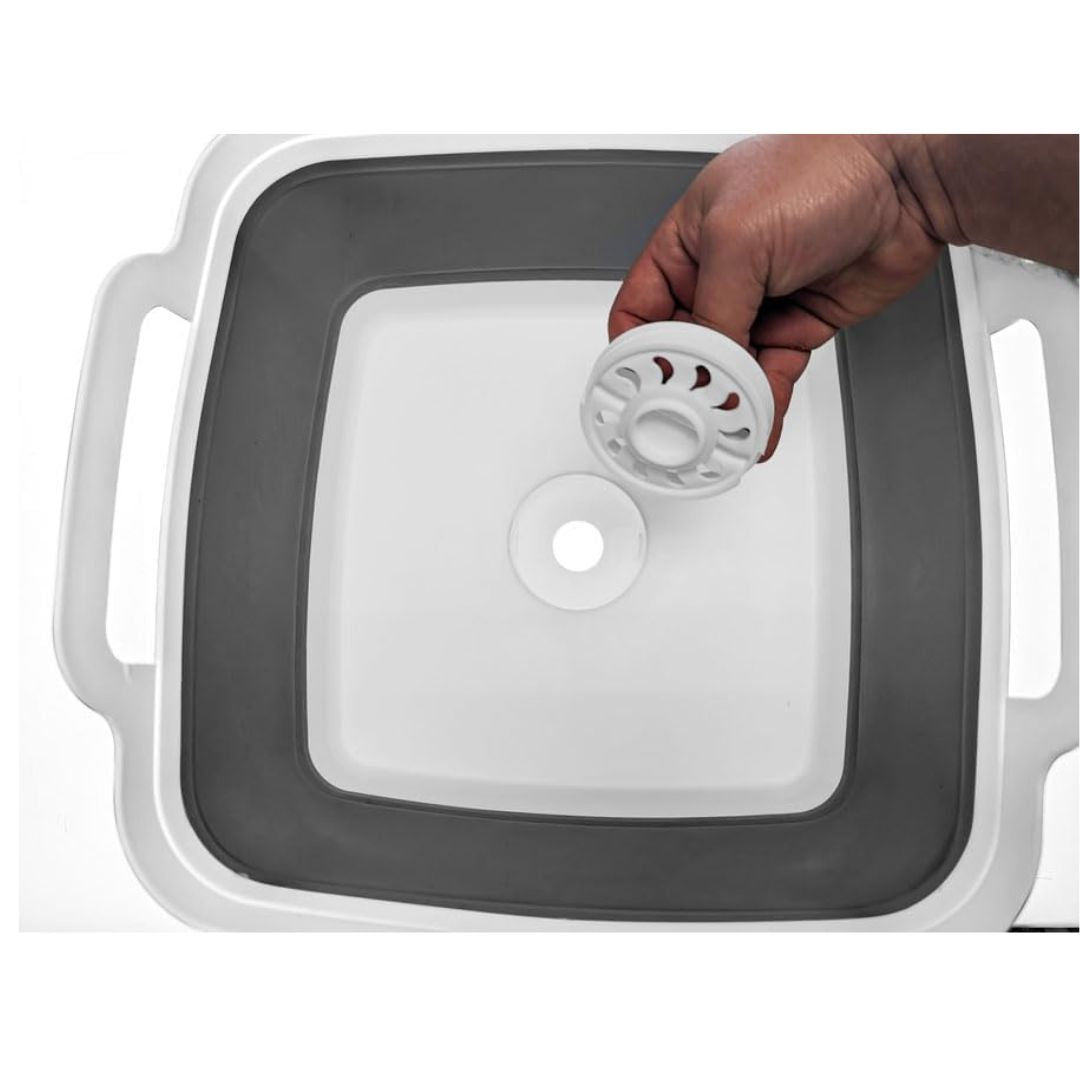 Sona Enterprises Collapsible White/Gray Sink with Drain (12" x 12")