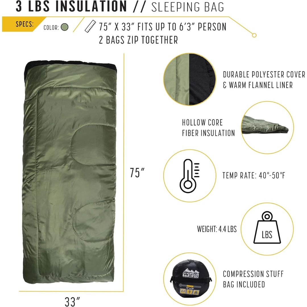 WFS Flannel Lined Sleeping Bag
