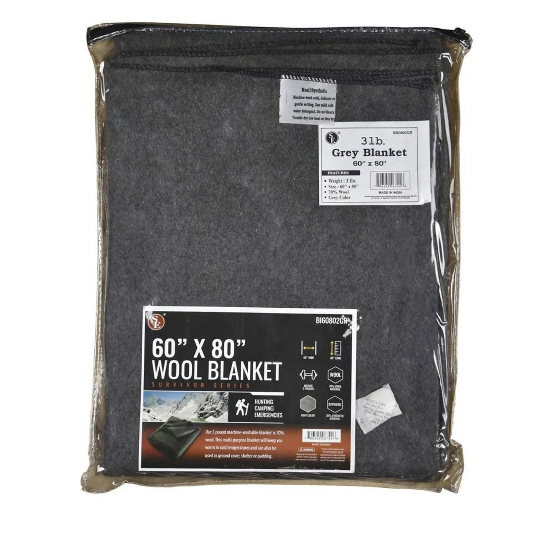 Sona 60"x80"-3lb Charcoal Gray Wool Blanket