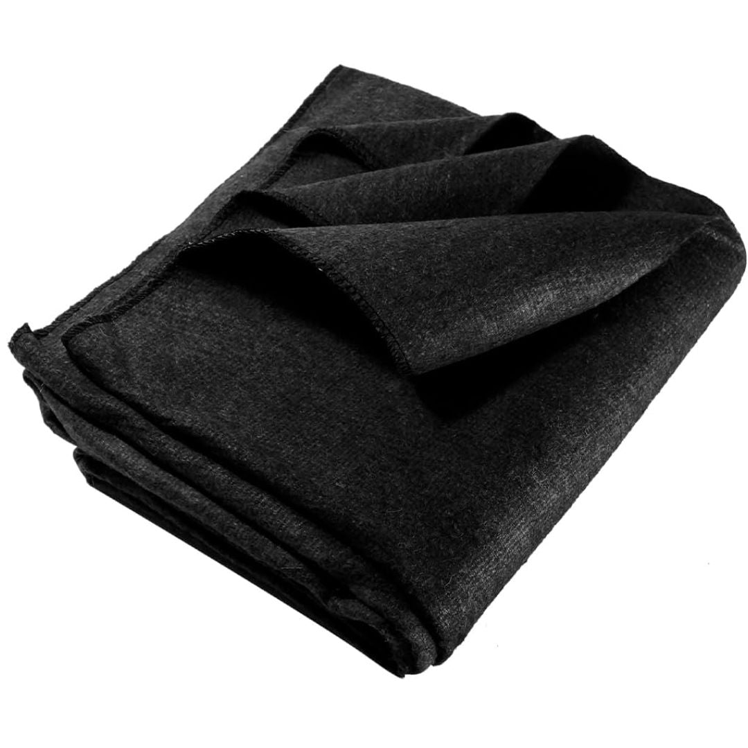 Sona Enterprises 60"x80"-3 Lb Black Wool Blanket (60-70% Wool) in Zippered Bag