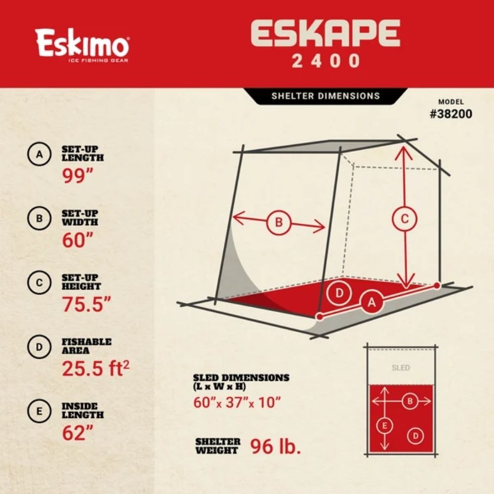 Eskimo Eskape 2400 Ice Shelter 2-Man 38200
