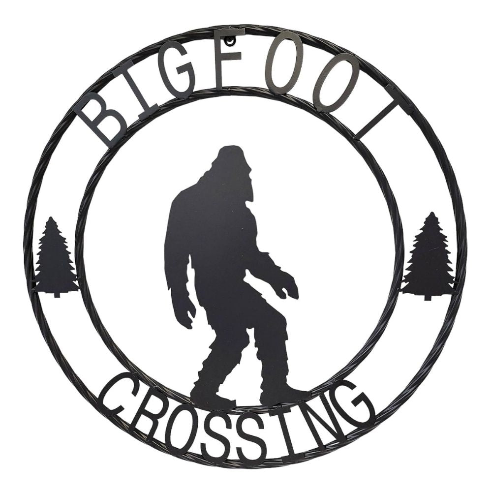 De Leon Big Foot Crossing Black 24 Inch Metal Sign