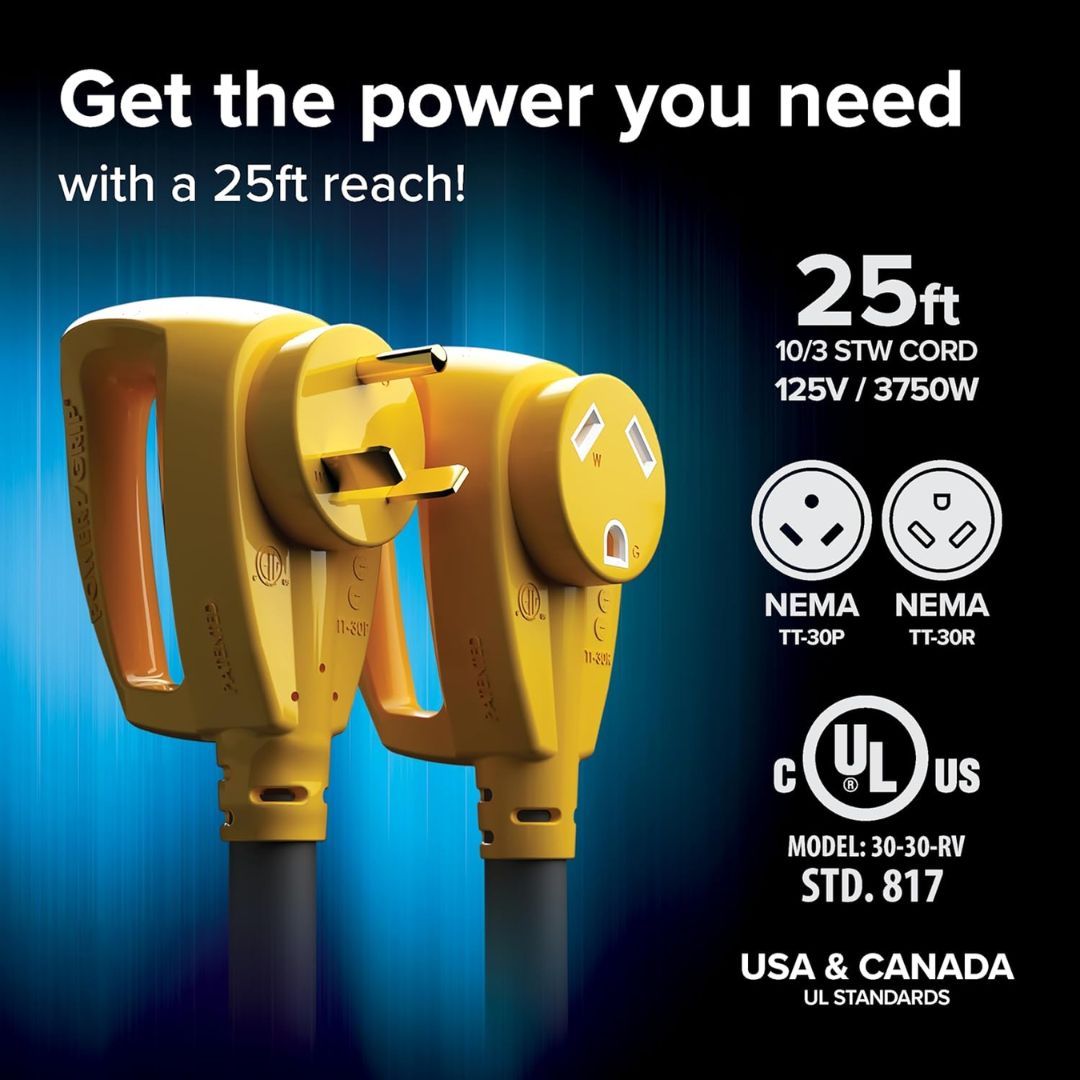 Camco RV 30AMP Power Grip 25' Extension Cord