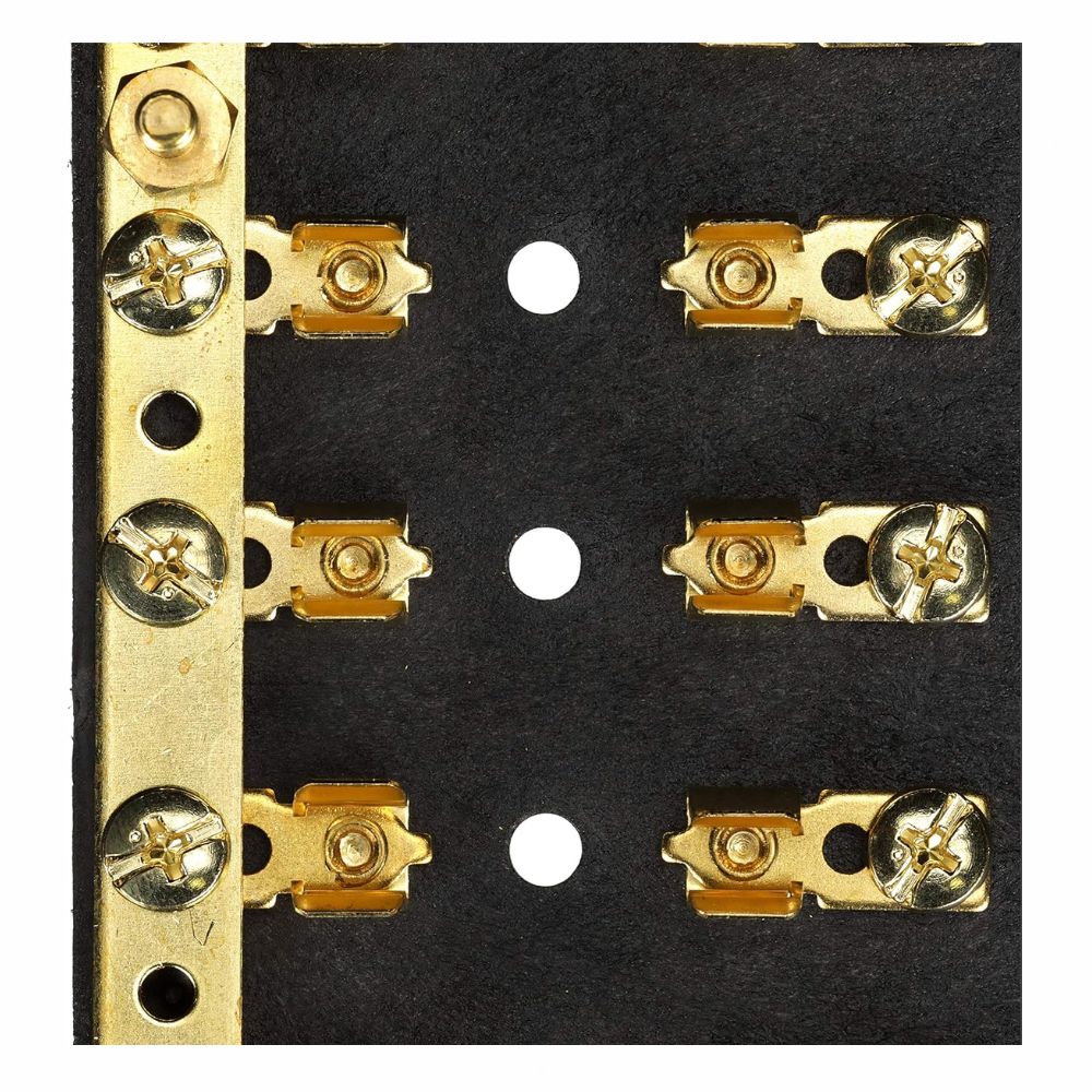 Seachoice 6-Gang Fuse and Terminal Block, Brass Clips and Contacts, SFE 20 Amp of 3AG Fuse