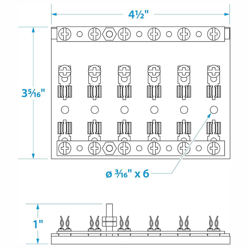 Seachoice 6-Gang Fuse and Terminal Block, Brass Clips and Contacts, SFE 20 Amp of 3AG Fuse