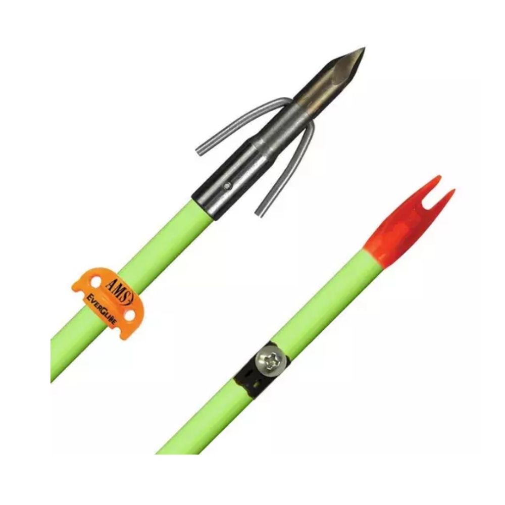 AMS Bowfishing Fiberglass Arrow Chaos FX Fluorescent Shaft & Everglide Safety Slide
