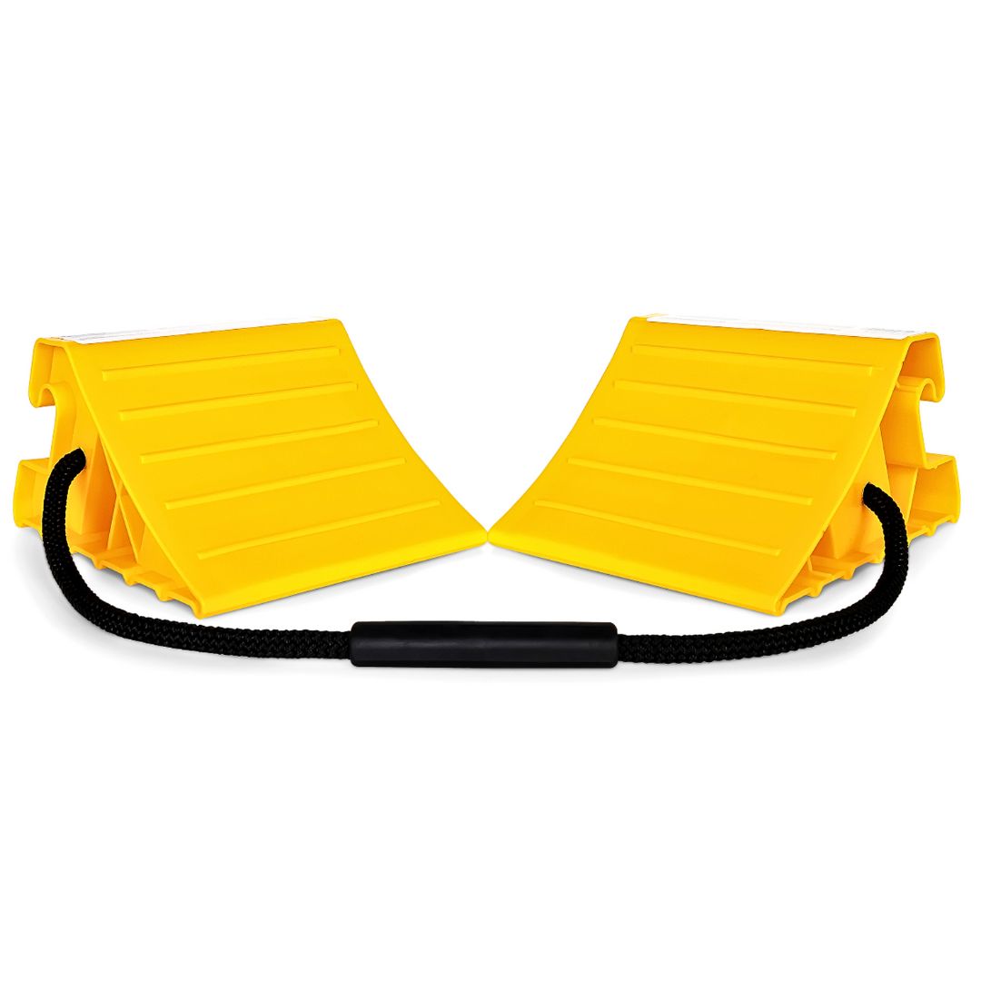 Super Wheel Chock, Double w/Rope, Yellow (E/F)