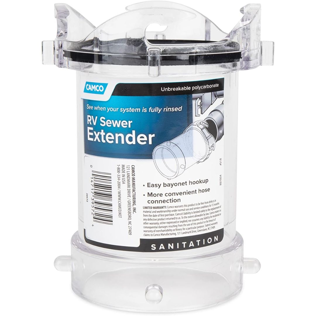 Camco RV Sewer Extender, 5in Clear Adapter