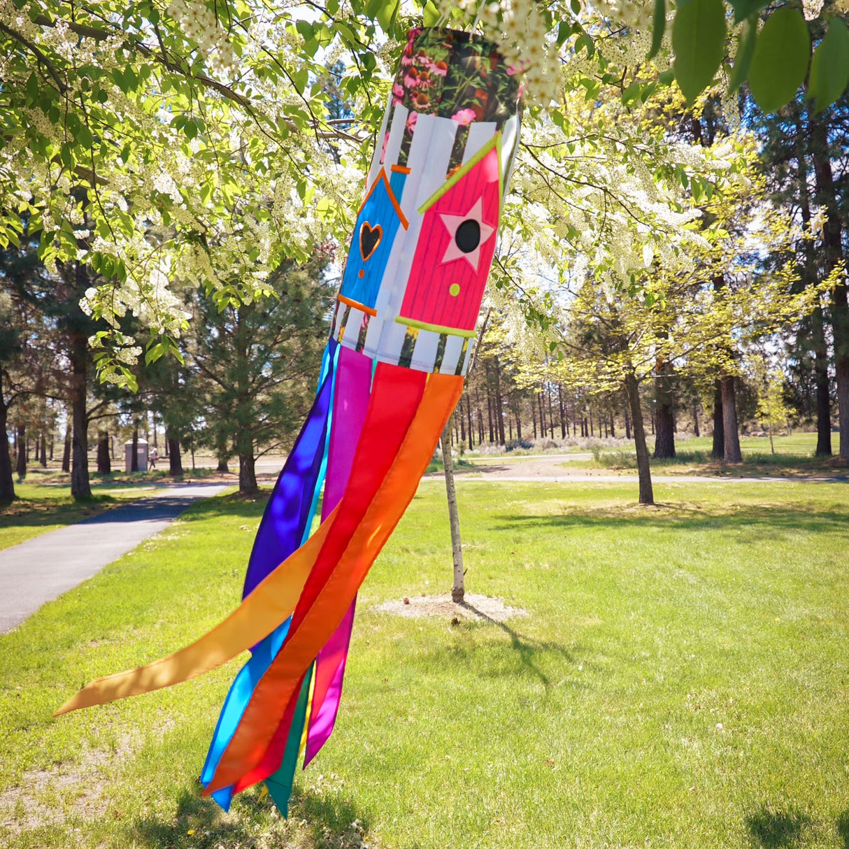 Colorful Birdhouse Garden 40" Windsock