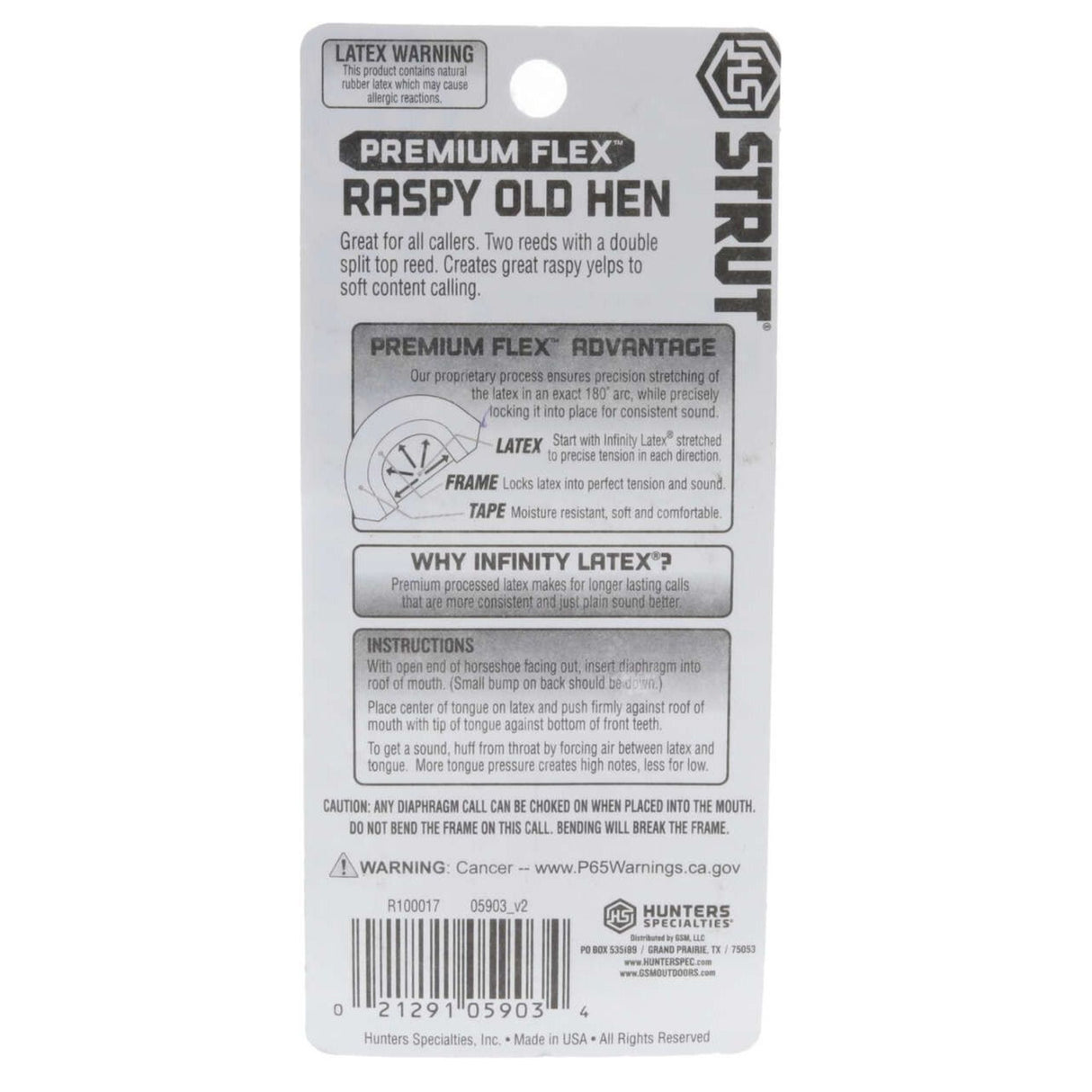Hunters Specialties Premium Flex Raspy Old Hen Turkey Call, HS-STR-05903
