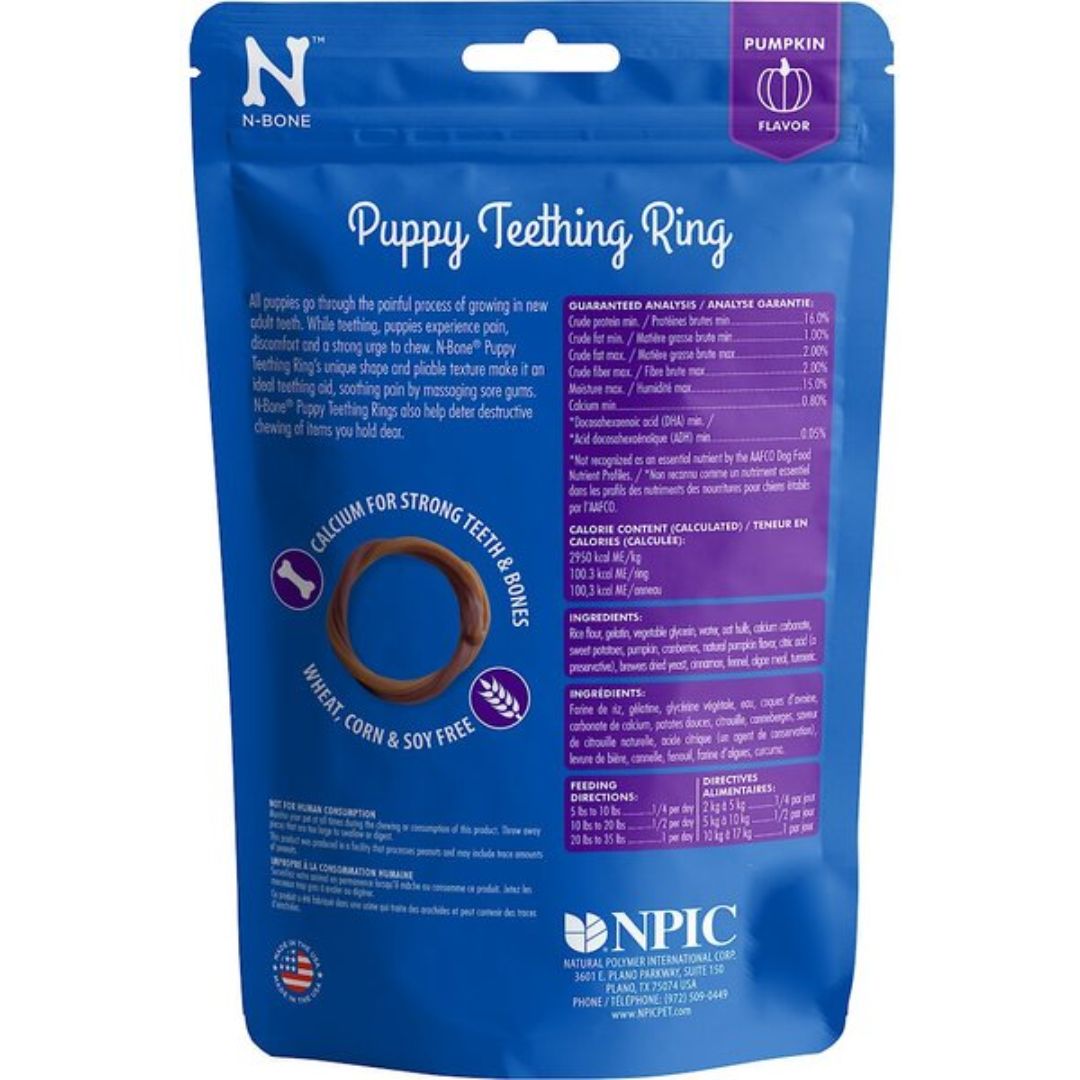 NPIC N-Bone Puppy Teething Ring Pumpkin Flavor 6pk 7.2oz