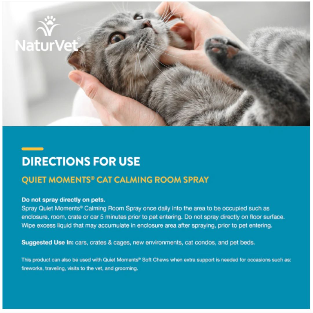 NaturVet Quiet Moments Herbal Calming Spray - Feline