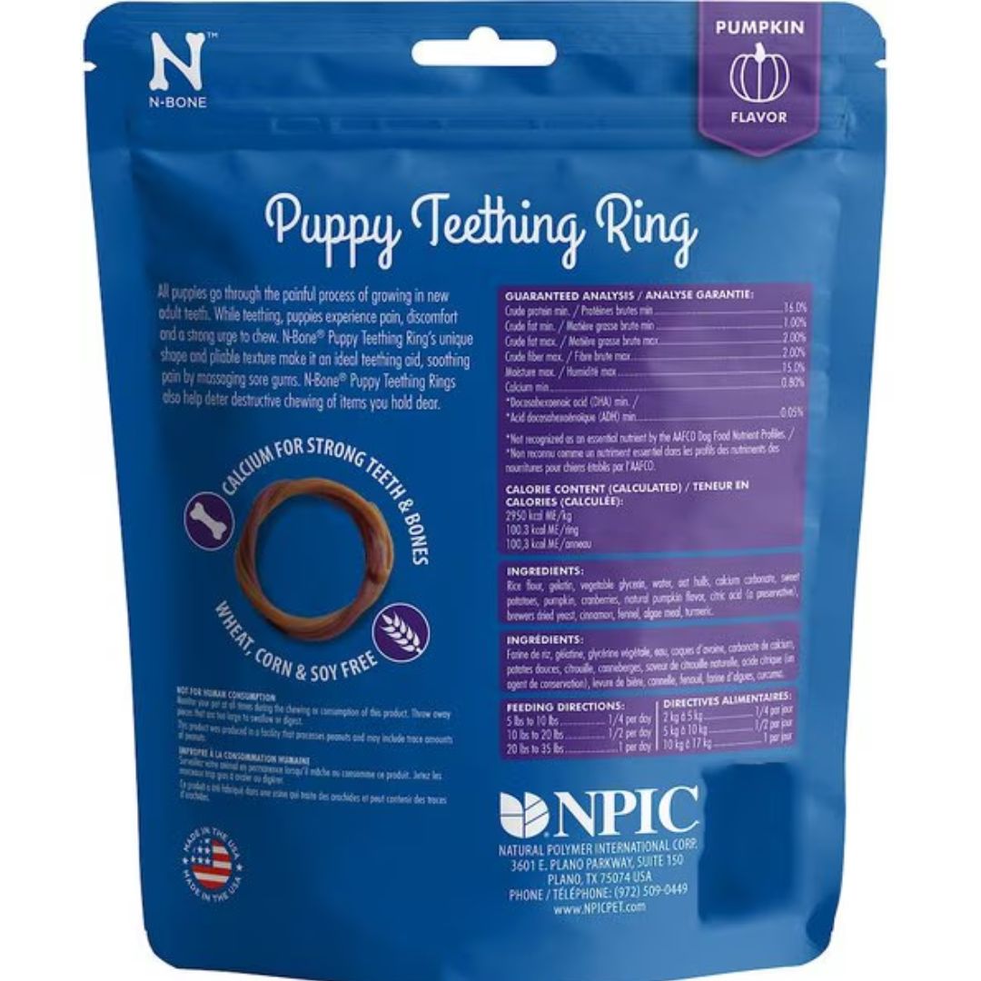 NPIC N-Bone Puppy Teething Ring Pumpkin Flavor 3pk 3.6oz