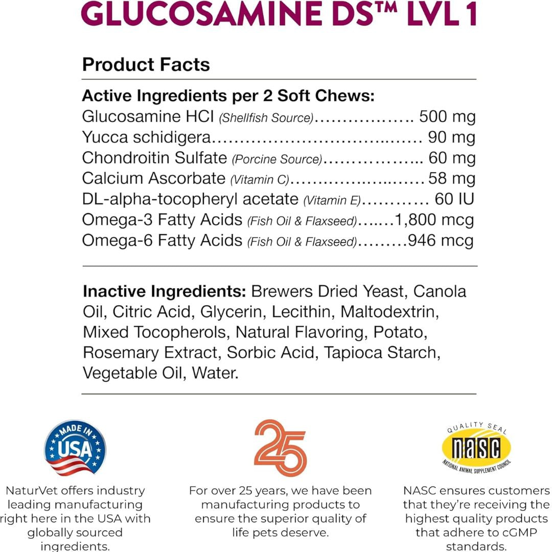 NaturVet Glucosamine DS Level 1 Soft Chew - Cup