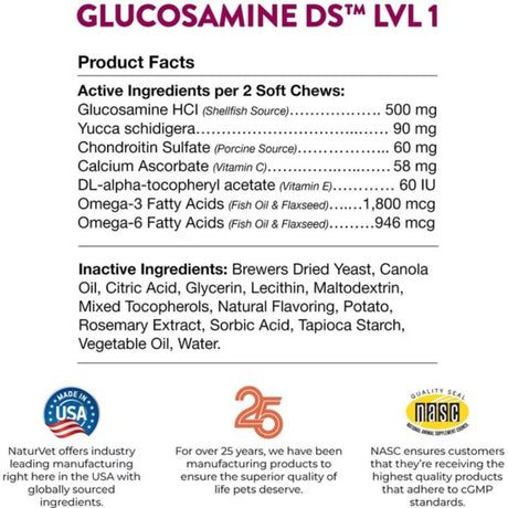 NaturVet Glucosamine DS Level 1 Soft Chew - Cup