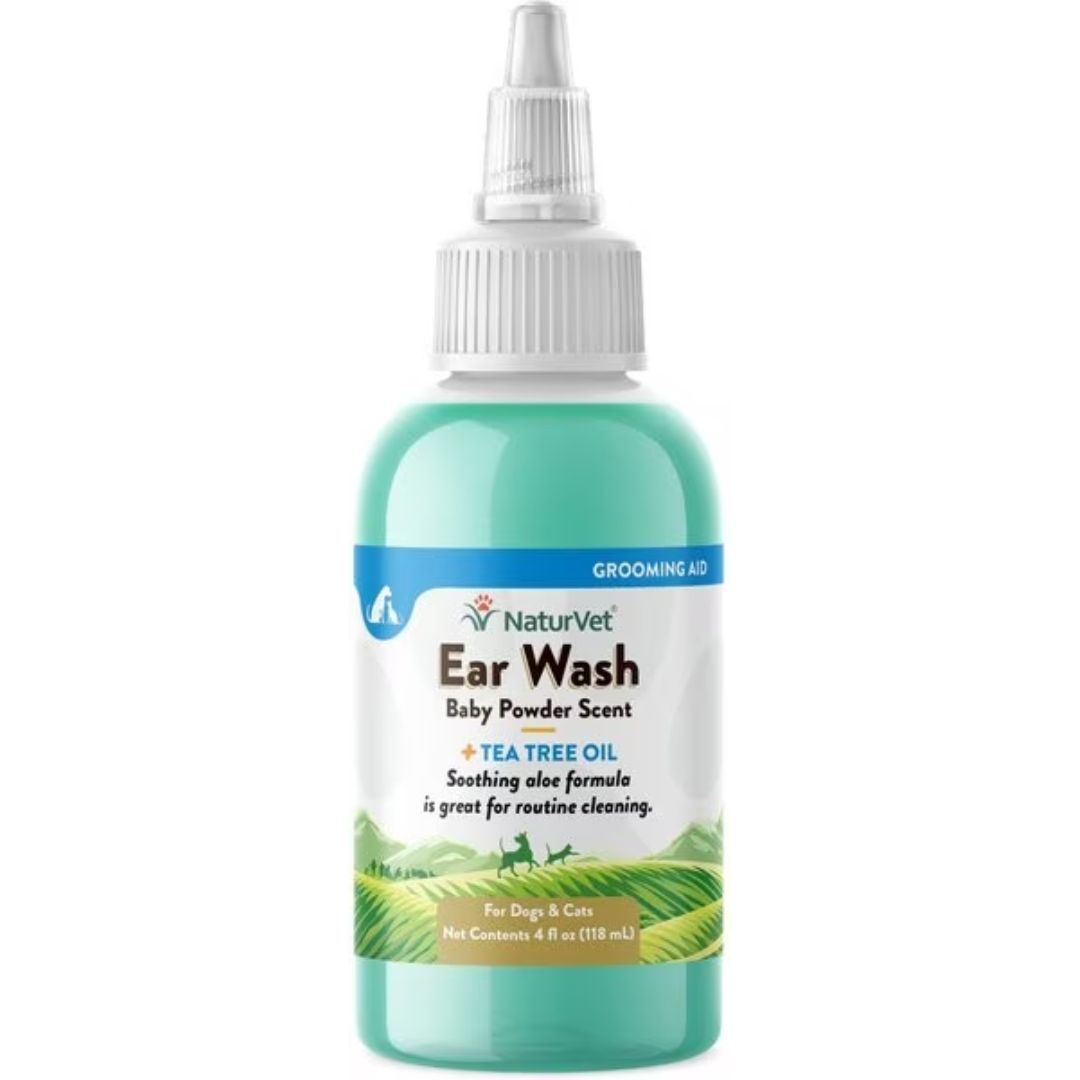 NaturVet Ear Wash w/Tea Tree Oil (Aloe & Baby Powder scent)
