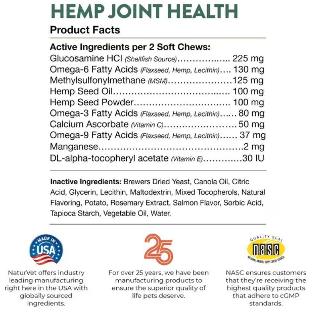 NaturVet Hemp Joint Health CAT Soft Chew - Jar
