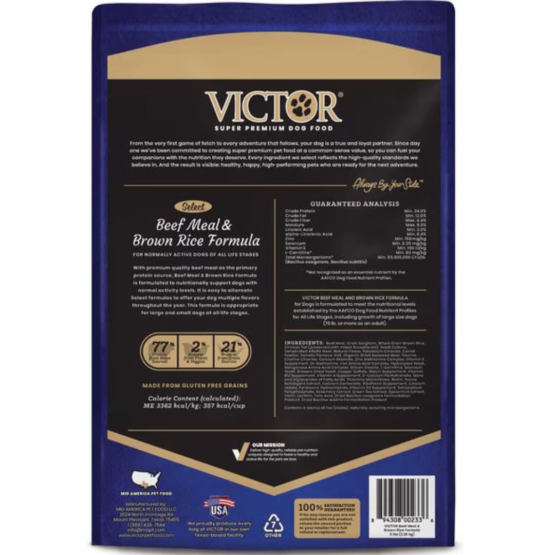 Victor Select Beef Meal & Brown Rice 5#