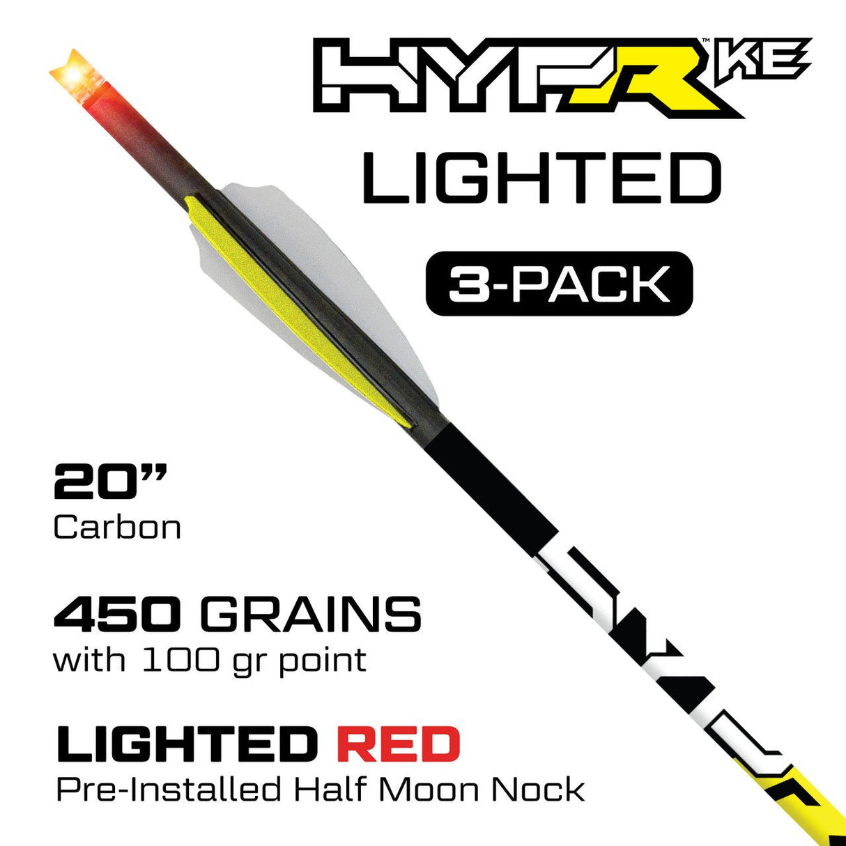 Killer Instinct 20" Lighted Hyper KE Crossbow Bolts 3pk