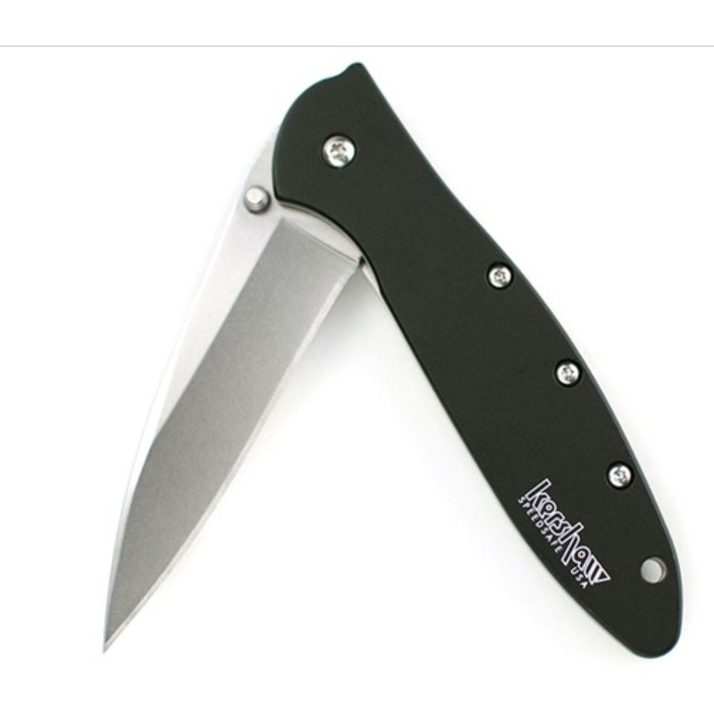 Kershaw 1660SWBLK Leek Folding Knife with SpeedSafe - Black/Silver