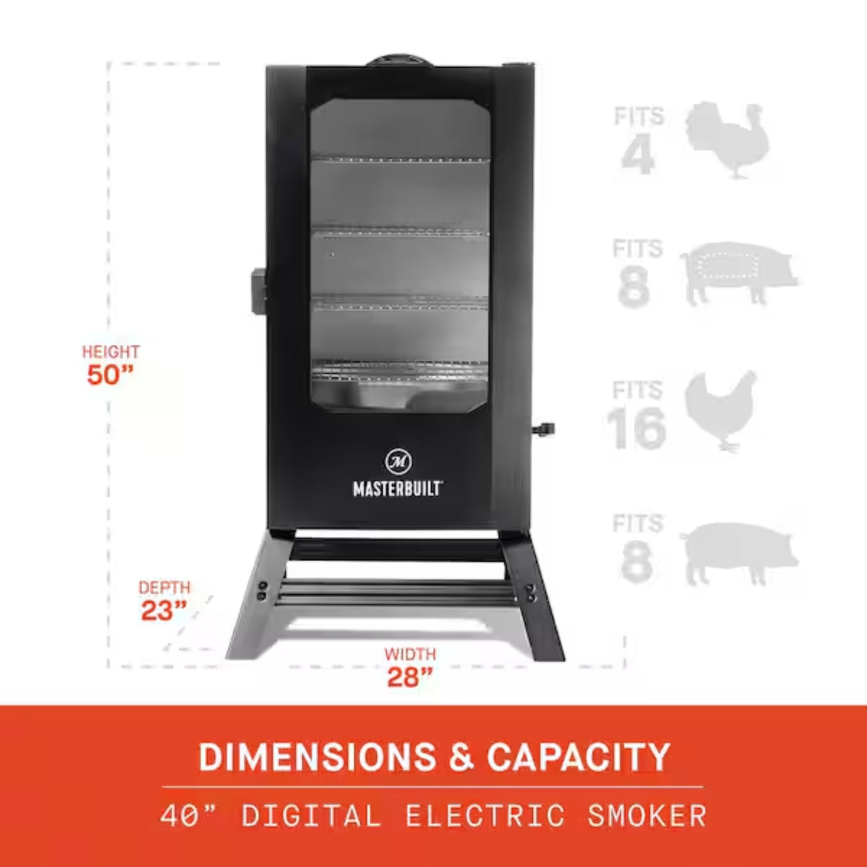 40" Digital Electric Smoker w/Window & Legs