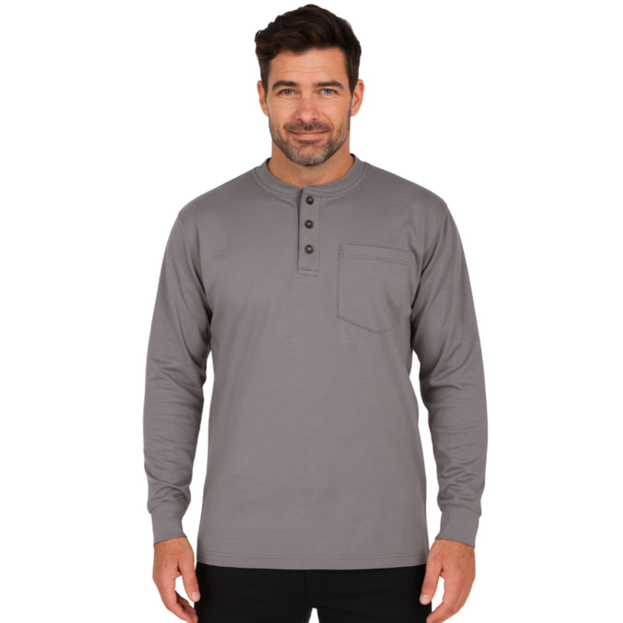 NKE Fire Resistant Henley Men's L/S Grey Shirt