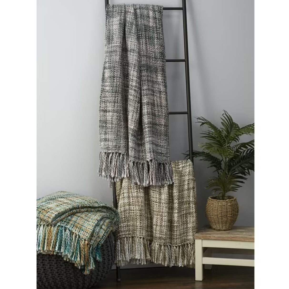 Variegated Grey 100% Cotton Throw Blanket 50"X60"