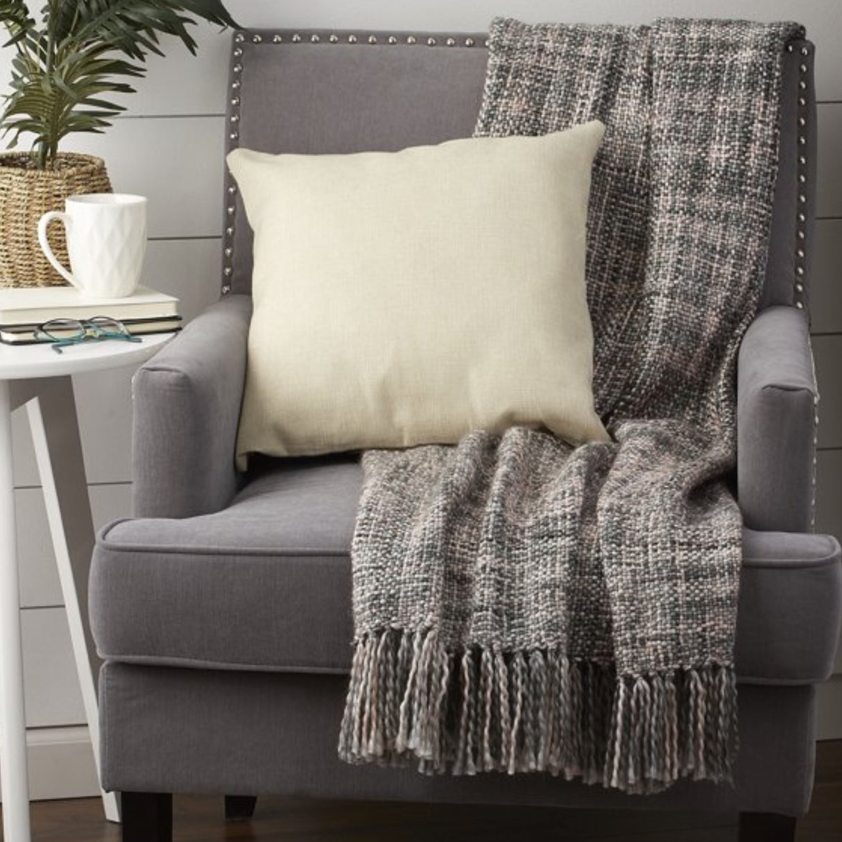 Variegated Grey 100% Cotton Throw Blanket 50"X60"