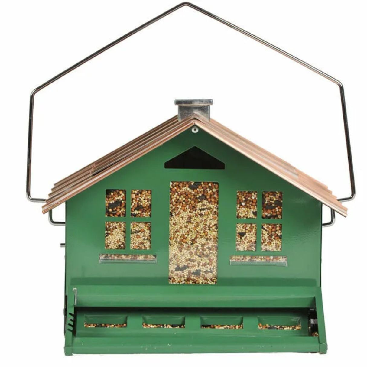 Perky-Pet Squirrel-Be-Gone Green Metal Bird Feeder
