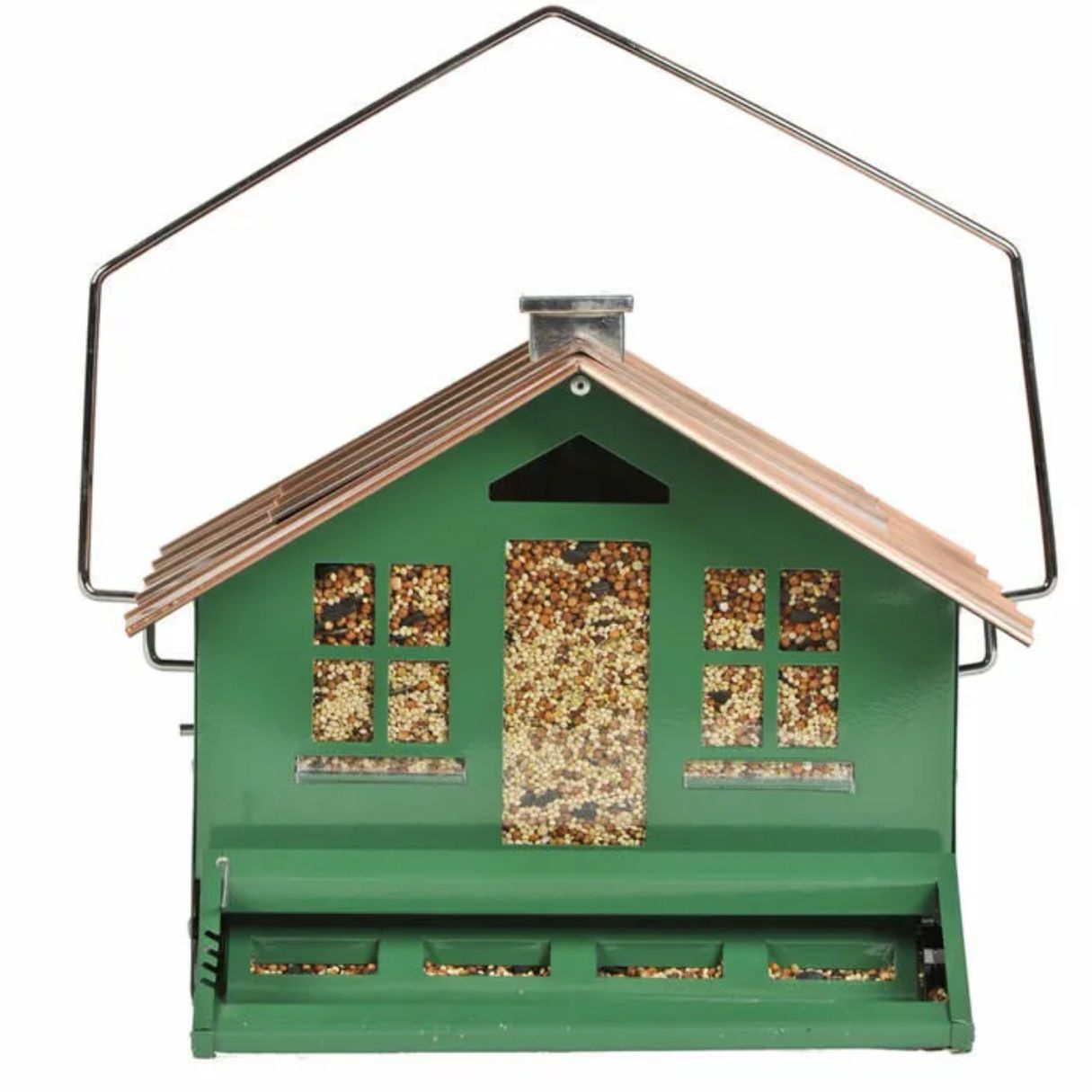 Perky-Pet Squirrel-Be-Gone Green Metal Bird Feeder