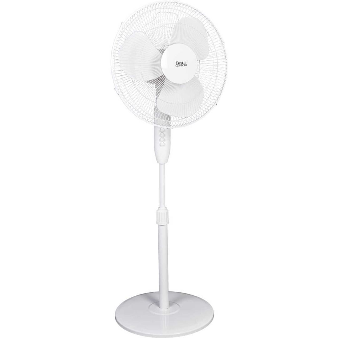 Best Comfort 16IN 3-Speed Oscillating Pedestal Fan White