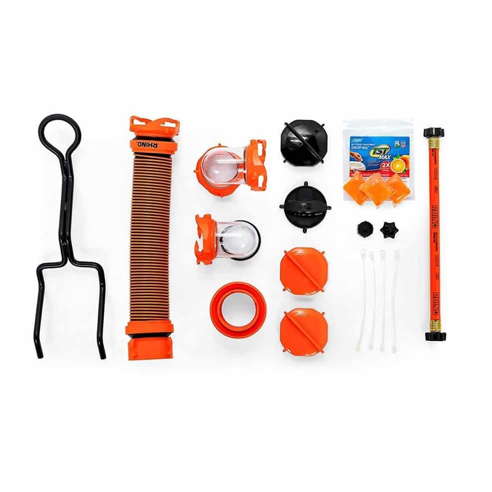 Camco Rhino Heavy Duty 28 Gallon Portable RV Waste Holding Tank W/ Accessories