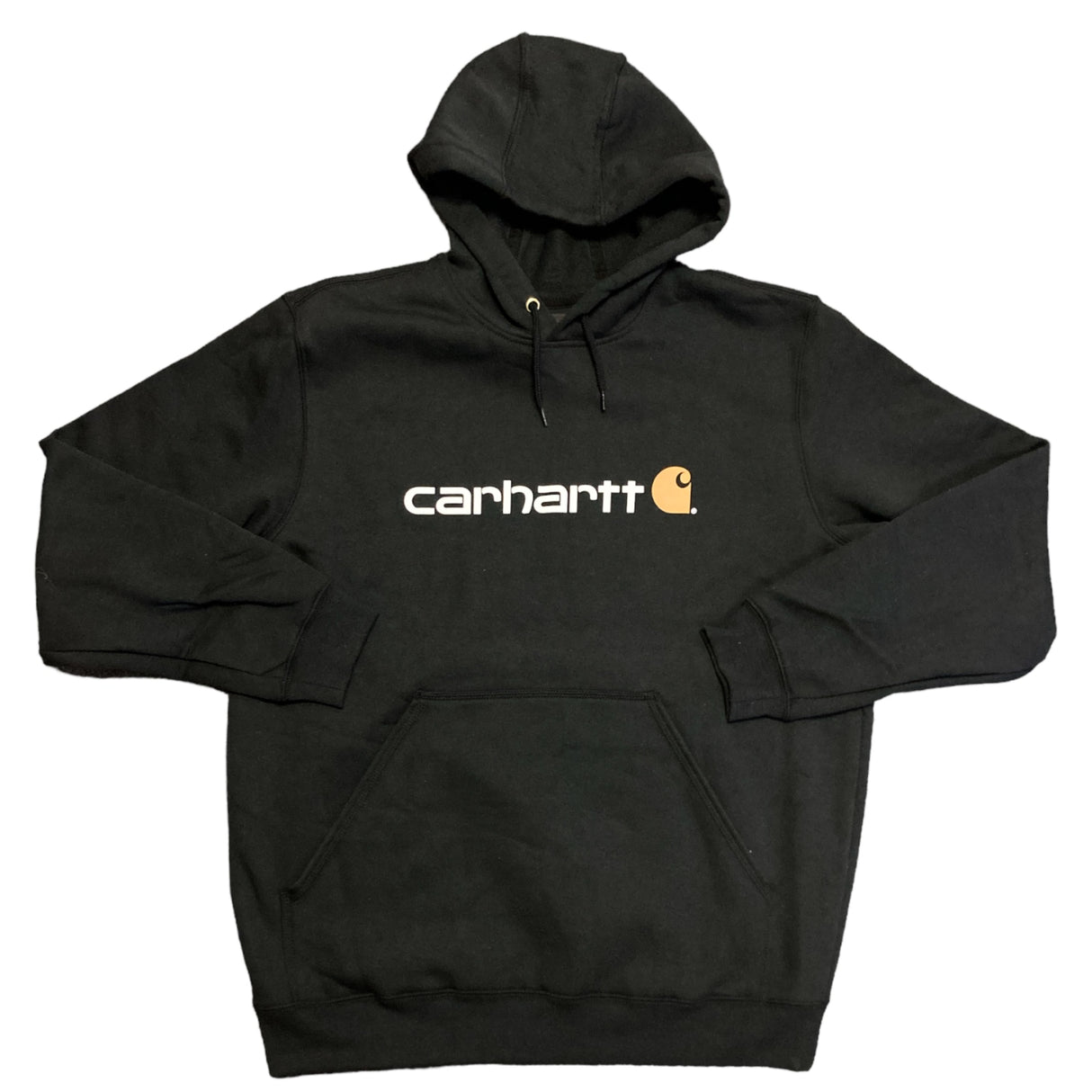 Name Brand Relaxed Fit Logo Hoodie - Black