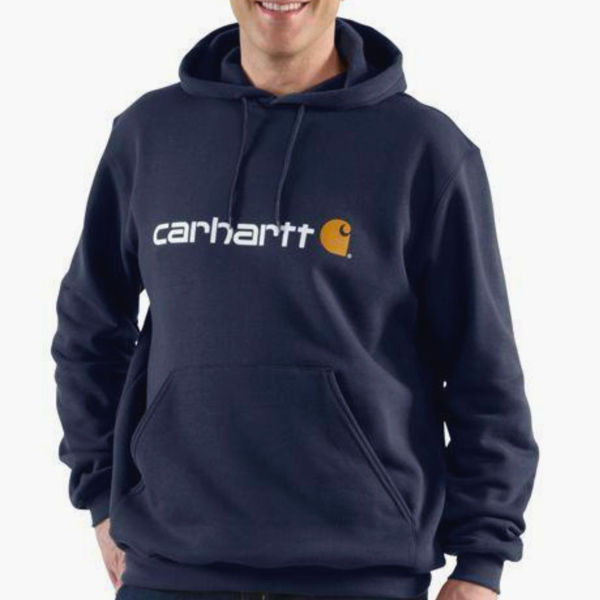 Name Brand Relaxed Fit Logo Hoodie - Navy