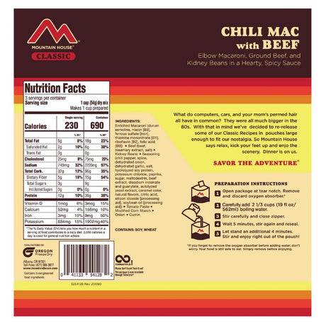 Mountain House Chili Mac w/Beef Classic