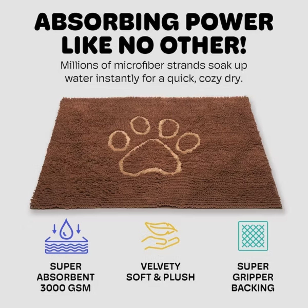 Dog Gone Smart Dirty Dog Doormat Mocha Brown 31x20