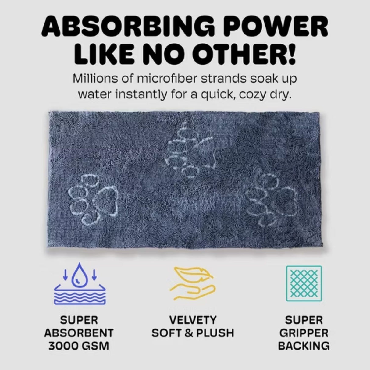 Dog Gone Smart Dirty Dog Doormat Runner Mist Grey 60x30