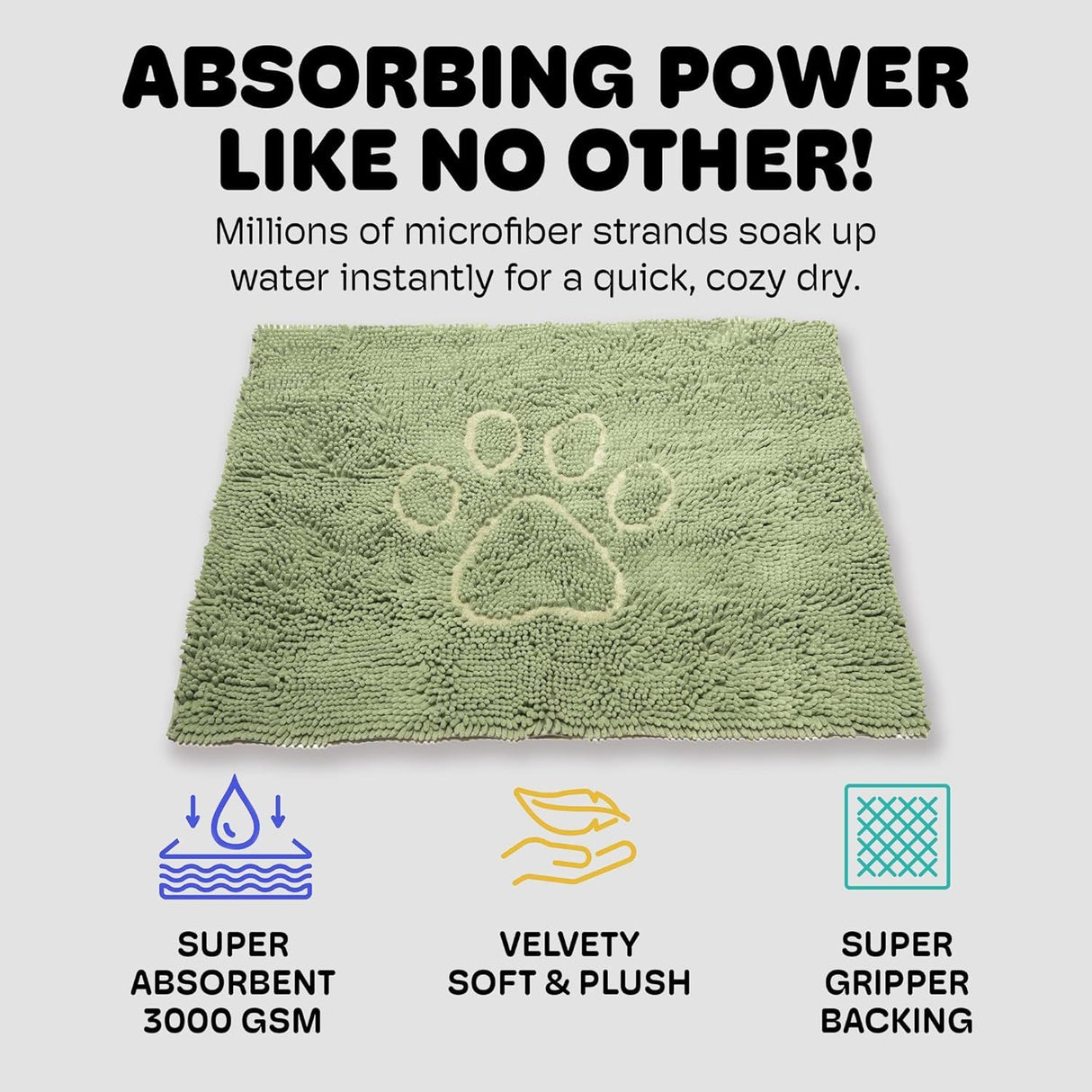 Dog Gone Smart Dirty Dog Doormat Sage Runner 60x30
