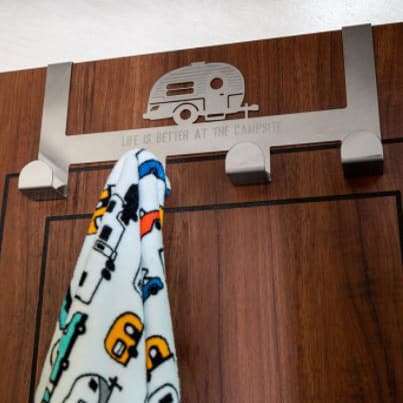 Camco Life Is Better At The Campsite Over The Door Towel Hanger, 4 Hooks