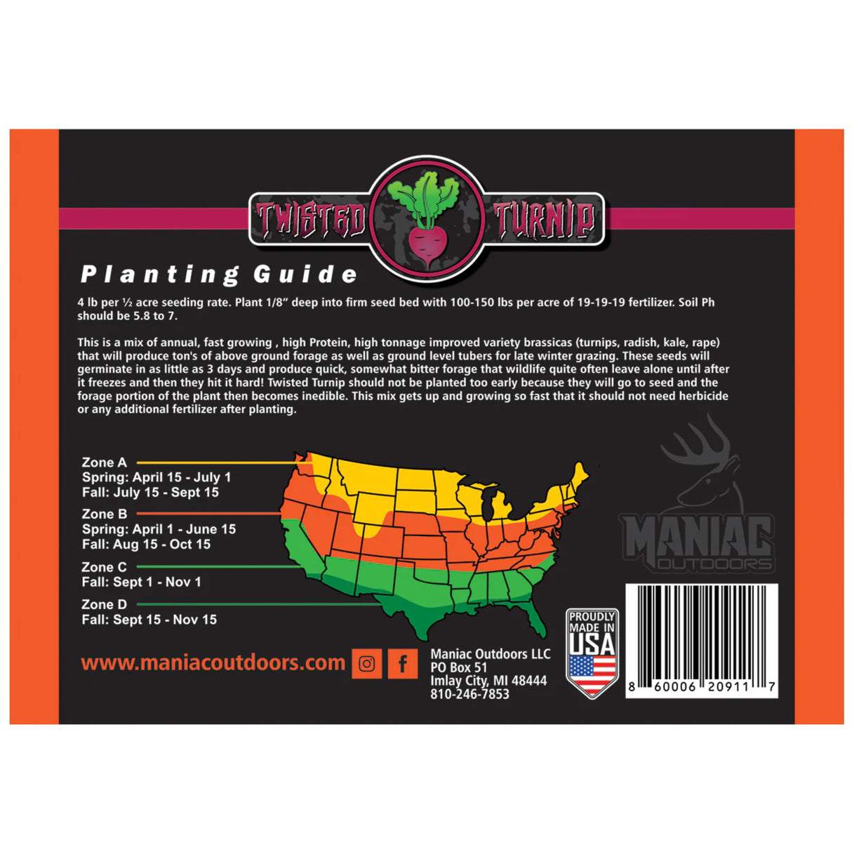 Maniac Outdoors Twisted Turnip Food Plot 4lb