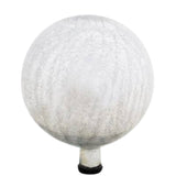 10"D White Kaleidoscope Swirl Design Glass Gazing Ball in a Window Box