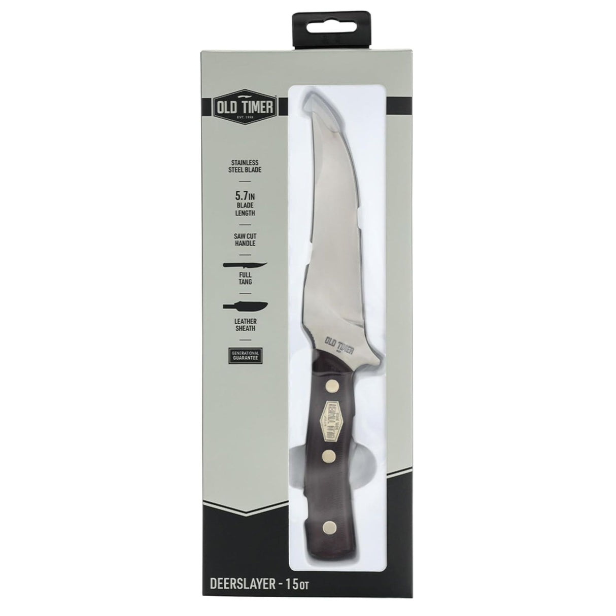 Old Timer 15OT Deerslayer 10.5in High Carbon S.S. Full Tang Fixed Blade Knife with 5.6in Clip Point Blade