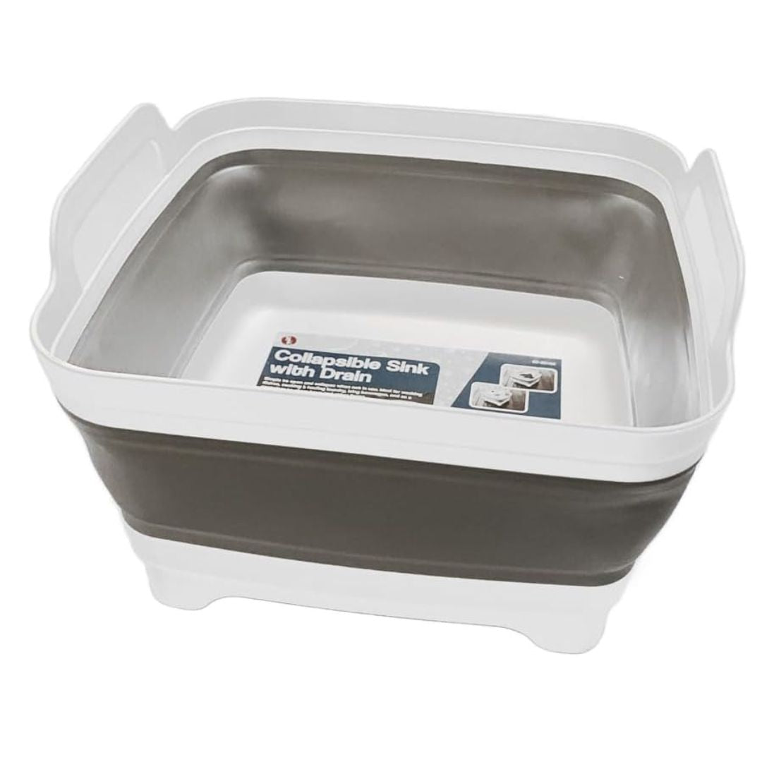 Sona Enterprises Collapsible White/Gray Sink with Drain (12" x 12")