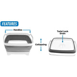 Sona Enterprises Collapsible White/Gray Sink with Drain (12" x 12")