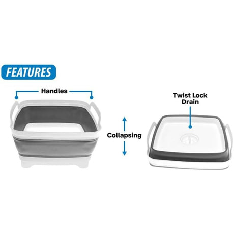 Sona Enterprises Collapsible White/Gray Sink with Drain (12" x 12")