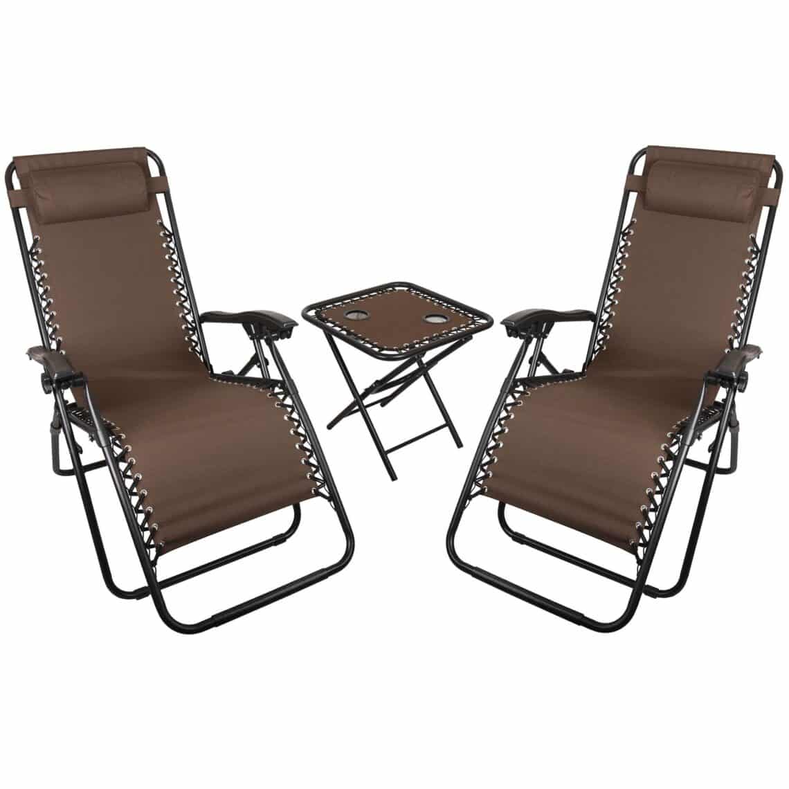WFS Zero Gravity Chair & Table Combo - Brown