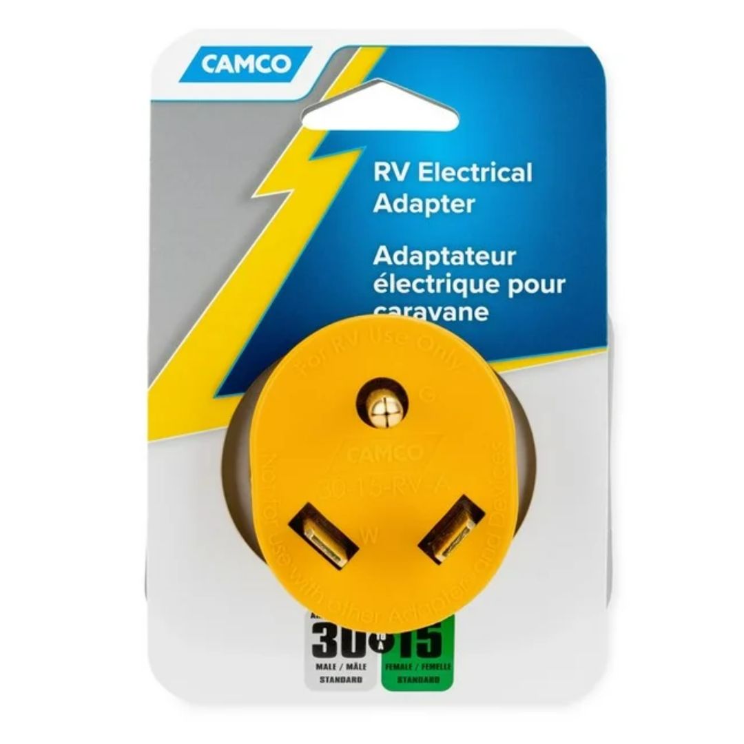 Camco RV 30AM/15AF Power Grip Adapter - 125V/1875W