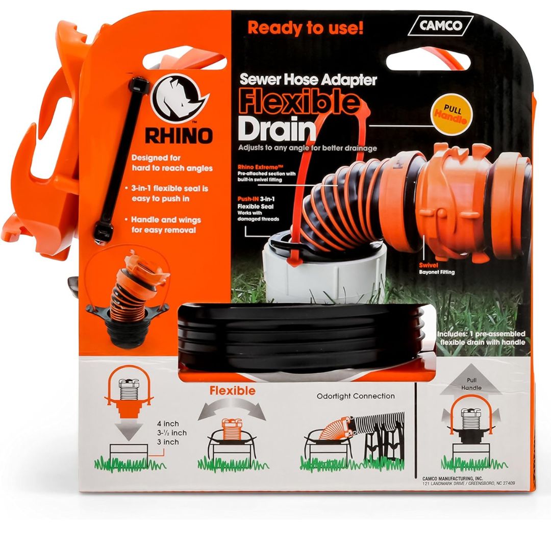 Camco RV Rhino Sewer Hose Adapter Flexible Drain