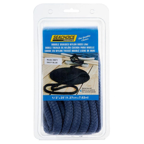 Seachoice Double Braid Nylon Dock Line, Navy, 1/2in x 25ft